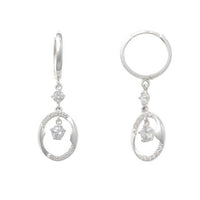 White Gold Hanging Nest CZ Huggie Earring (14K) Popular Jewelry New York