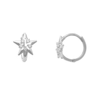 White Gold Stone-Set Silhouette Huggie Earrings (14K) Popular Jewelry New York