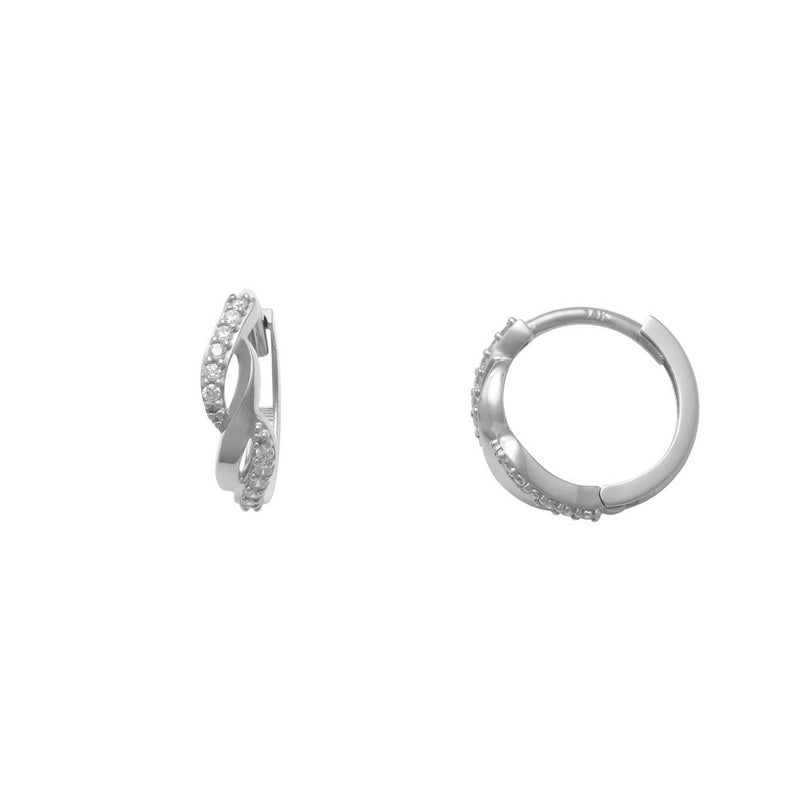White Gold Stone-Set Twisted Huggie Earrings (14K) Popular Jewelry New York