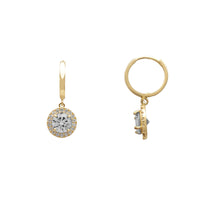White Halo Pave Round Huggie Dangling Earrings (14K) Popular Jewelry ញូវយ៉ក