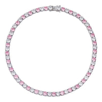 Pink & White Zirconia Tennis Bracelet (Silver)