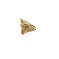 Iced-Out Polyhedral Wolf Head Ring (14K)