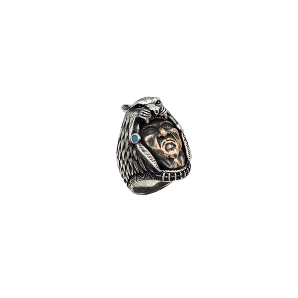 Indian Head Wolf Ring (Silver)