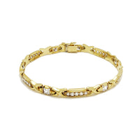 X-Link and Hexagonal CZ Bracelet (14K) Yellow Gold, Popular Jewelry
