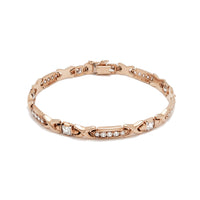 X-Link and Hexagonal CZ Bracelet (14K) Rose Gold, Popular Jewelry