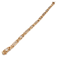 X-Link and Hexagonal CZ Bracelet (14K) Rose Gold, Popular Jewelry