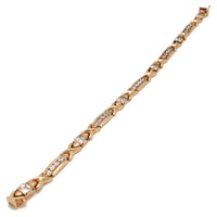 X-Link and Hexagonal CZ Bracelet (14K) Rose Gold, Popular Jewelry