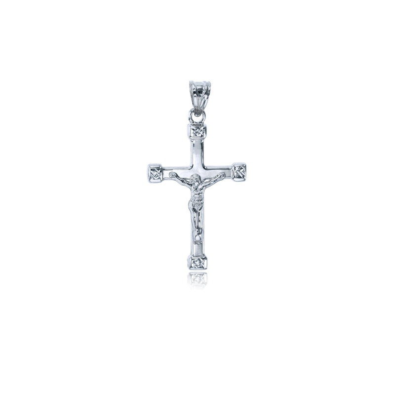 White Gold Polished Crucifix Cross Pendant (14K)