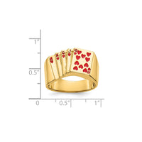 Enameled Royal Flush Hearts Men's Ring (14K)