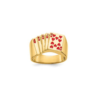Enameled Royal Flush Hearts Men's Ring (14K)