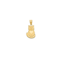 Sanded Matte Lovely Kitty Pendant (14K)