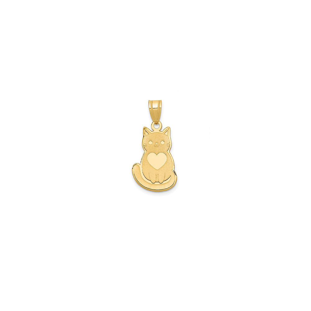 Sanded Matte Lovely Kitty Pendant (14K)