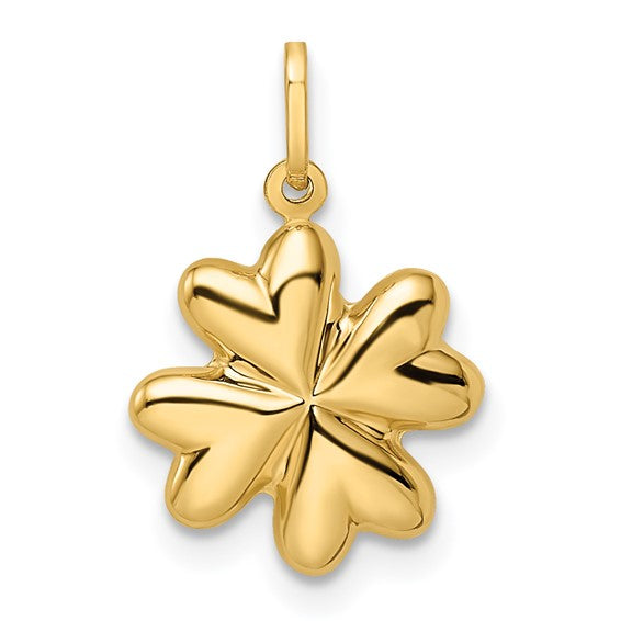 Glossy 4-Leaf Clover Pendant (14K)