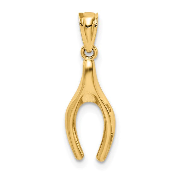 Glossy Wishbone Pendant (14K)