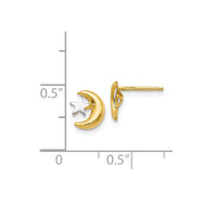 Two-Tone Crescent Moon & Star Stud Earrings (14K)
