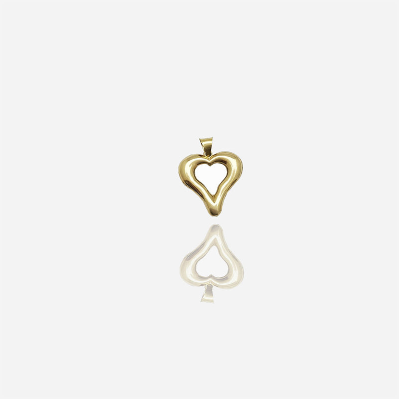 Yellow Gold CZ Heart Pendant (14K)