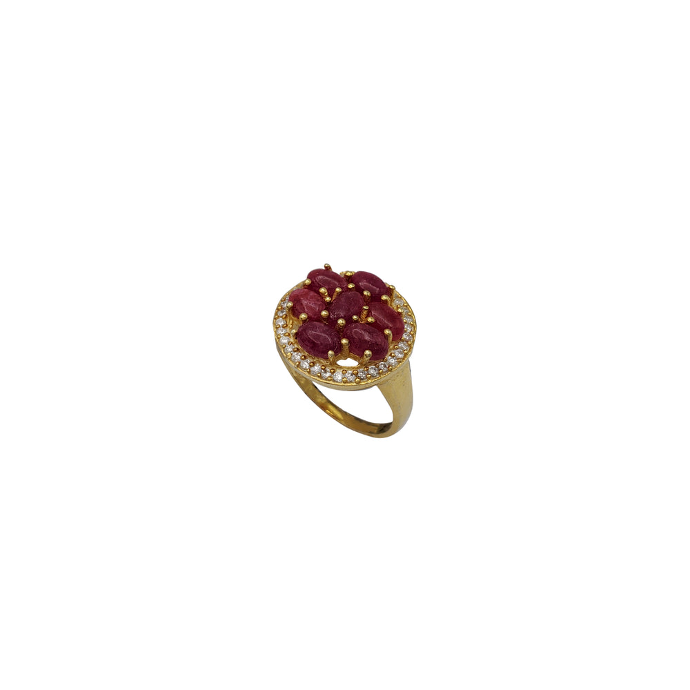 Red Agate Yellow Silver Ring