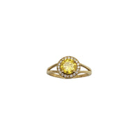 Round Yellow CZ Solitaire Ring (14K)