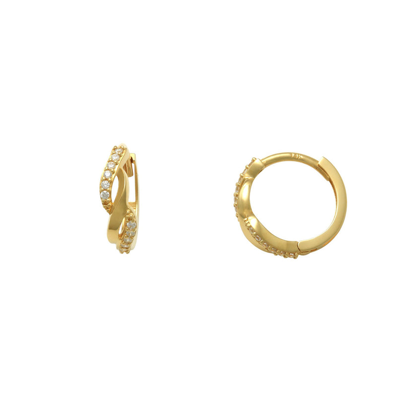 Yellow Gold Stone-Set Twisted Huggie Earrings (14K) Popular Jewelry New York