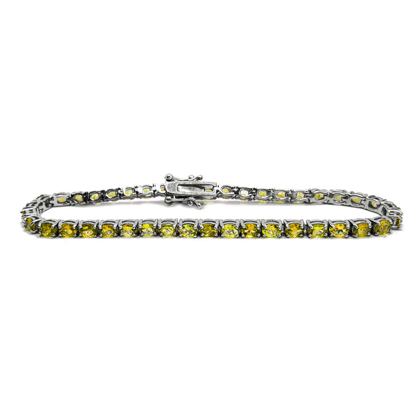 Zirconia Yellow Oval Tennis Bracelet (Silver)