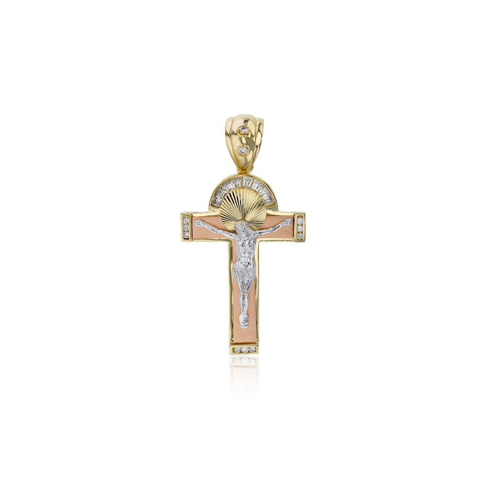 Tricolor Cross Pendant (14K)