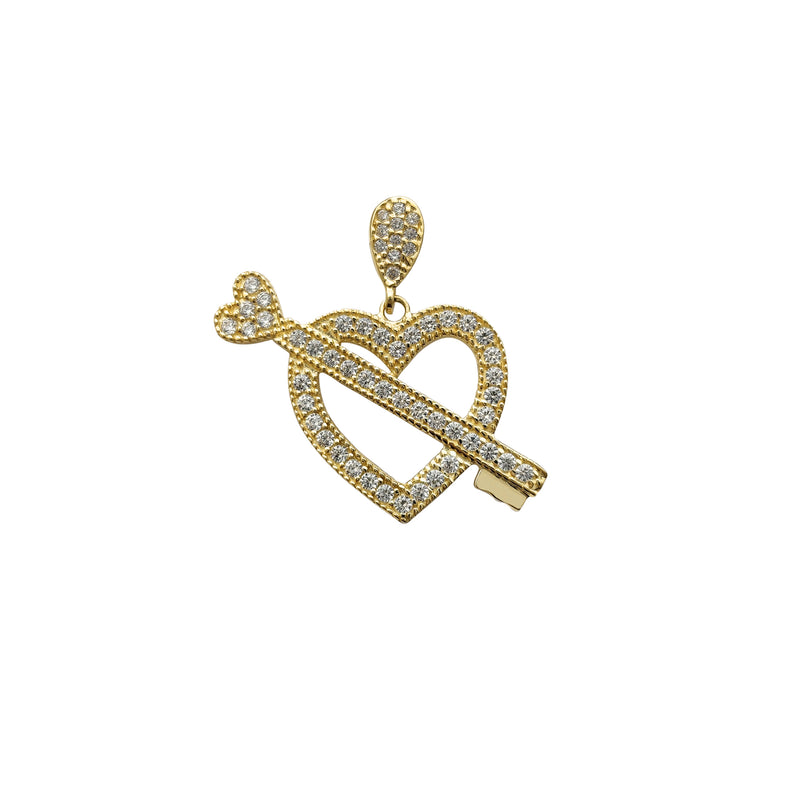 Zirconia Heart & Key Pendant (14K) Popular Jewelry New York