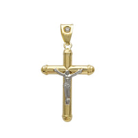 Zirconia Bail Puffy Tofarget Crucifix Pendant (14K) Popular Jewelry New York