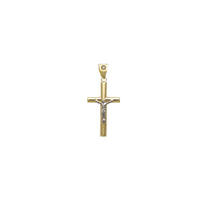 Zirconia Bail Two-Tone Crucifix Pendant (14K)