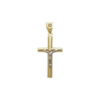 Zirconia Bail Two-Tone Crucifix Pendant (14K)