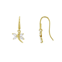 Zirconia Dragonfly Hanging Earrings (14K)