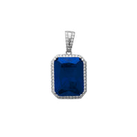 [September] Zirconia Blue Emerald Cut Birth-Stone Pendant (Silver)