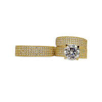 Zirconia vier-rye driedelige stel ringe (14K) Popular Jewelry NY