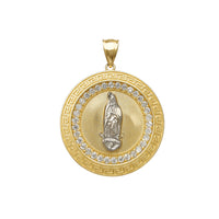 Zirconia Greek-Textured Virgin Mary Medallion Pendant (14K) Popular Jewelry New York