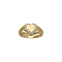 Cincin Jantung Sikat Zirkonia-Selesai (14K) Popular Jewelry New York