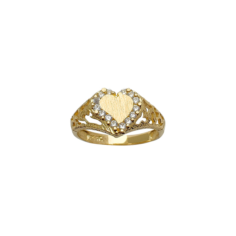 Zirconia Brushed-Finish Heart Ring (14K) Popular Jewelry New York