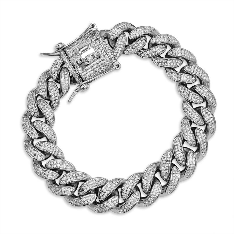 Zirconia Iced-Out Miami Cuban Bracelet (Silver)