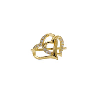 Zirconia Interlocked Outlined Hearts Ring (14K) Popular Jewelry New York