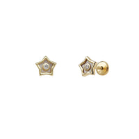Zirconia Opal Star Stud Earrings (14K)