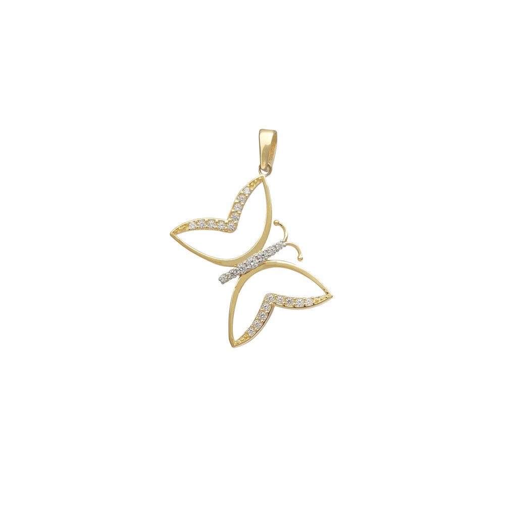 Zirconia Outline Butterfly Pendant (14K) Popular Jewelry New York