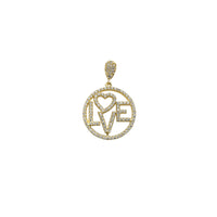Cirkonio kontūro meilės apvalaus medaliono pakabukas (14K) Popular Jewelry NY