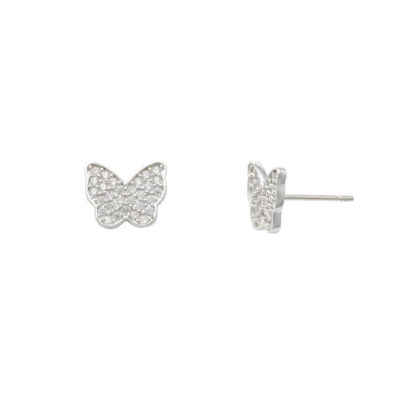 Zirconia Pave Butterfly Stud Earrings (14K) Popular Jewelry New York