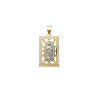Zirconia Rectangle Halo Virgin Mary Pendant (14K) Popular Jewelry ЦА