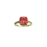 Zirconia Red Stone Cushion Shape Engagement Ring (14K)