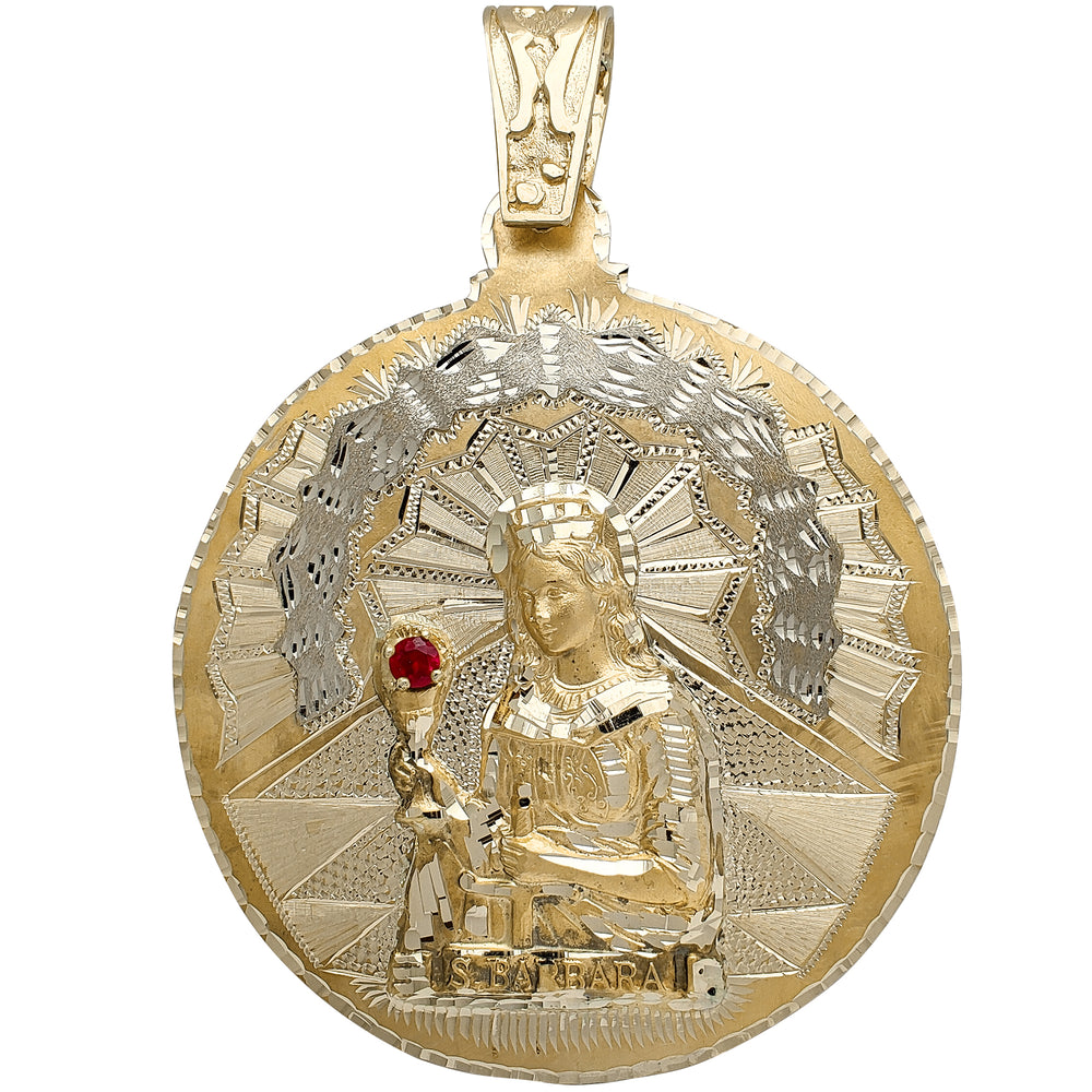 Zirconia Saint Barbara Medallion Pendant (14K) Popular Jewelry New York