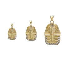 Zirconia Textured Pharaoh Head Pendant (14K)
