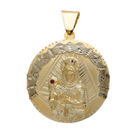 Zirconia twee-toon Saint Barbara medaillon hanger (14K) Popular Jewelry NY