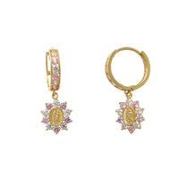 Halo Virgin Mary asma CZ Sırğalar (14K)