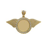Zirconia Winged Picture Medallion Pendant (14K) Popular Jewelry New York