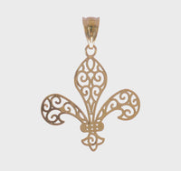 Beaded Filigree Fleur de Lis Pendant (14K) 360 - Popular Jewelry - New York
