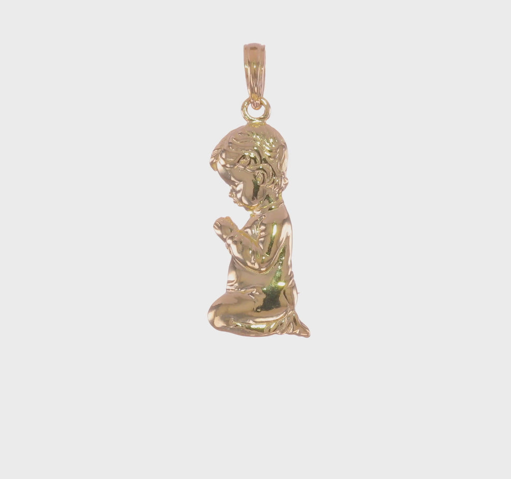 Praying Little Boy Pendant (14K) 360 - Popular Jewelry - New York